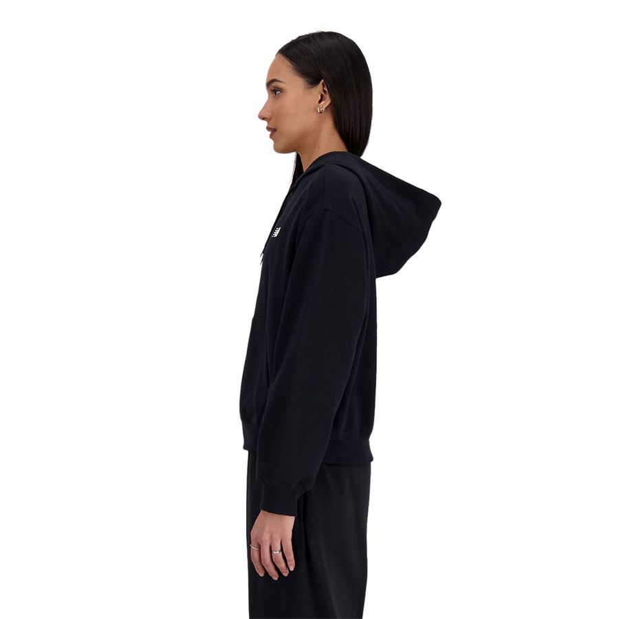 French Terry Full Zip Hoodie felpa con cappuccio da donna New Balance | WJ41501BK